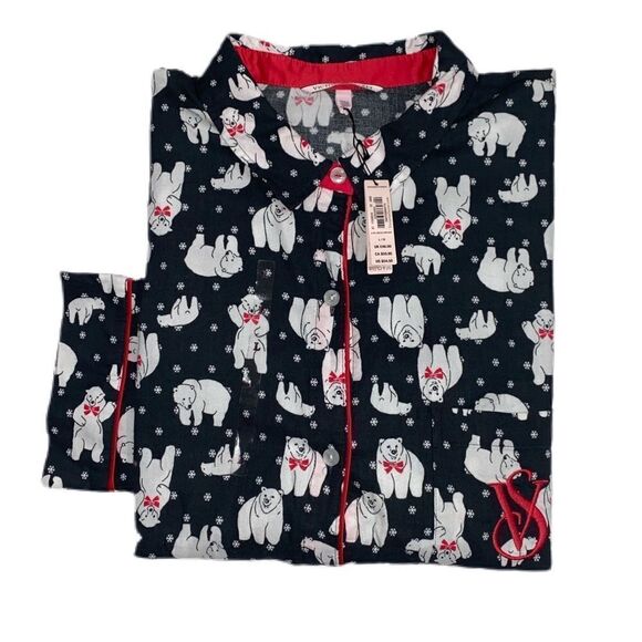 Victoria’s Secret Dreamer Flannel Palas Bear pajama jacket top ONLY - Picture 9 of 10